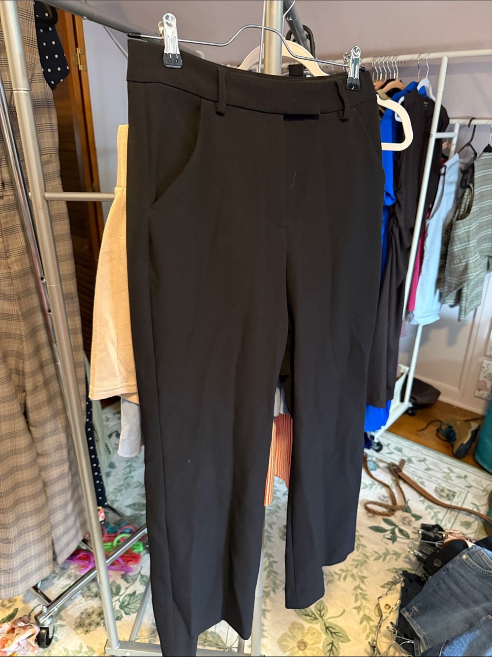 EXPRESS Women’s Black Dress Pants -Editor Cropped Slim Flare (High Waisted)